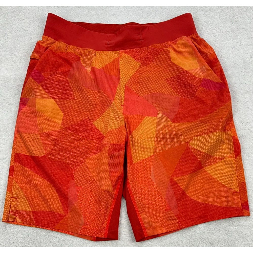 Lululemon‎ Channel Cross Swim Shorts Men's S Orange Unlined Zip Pocket (26x10)